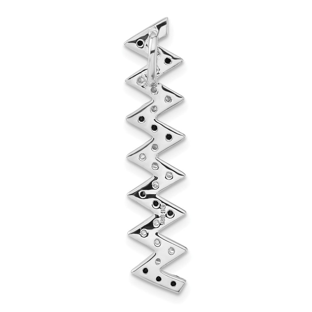 Sterling Silver Black & White Cz Chain Slide