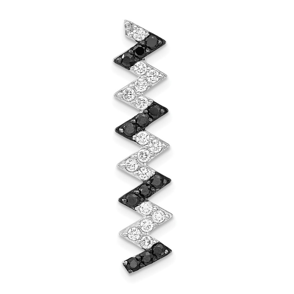 Sterling Silver Black & White Cz Chain Slide
