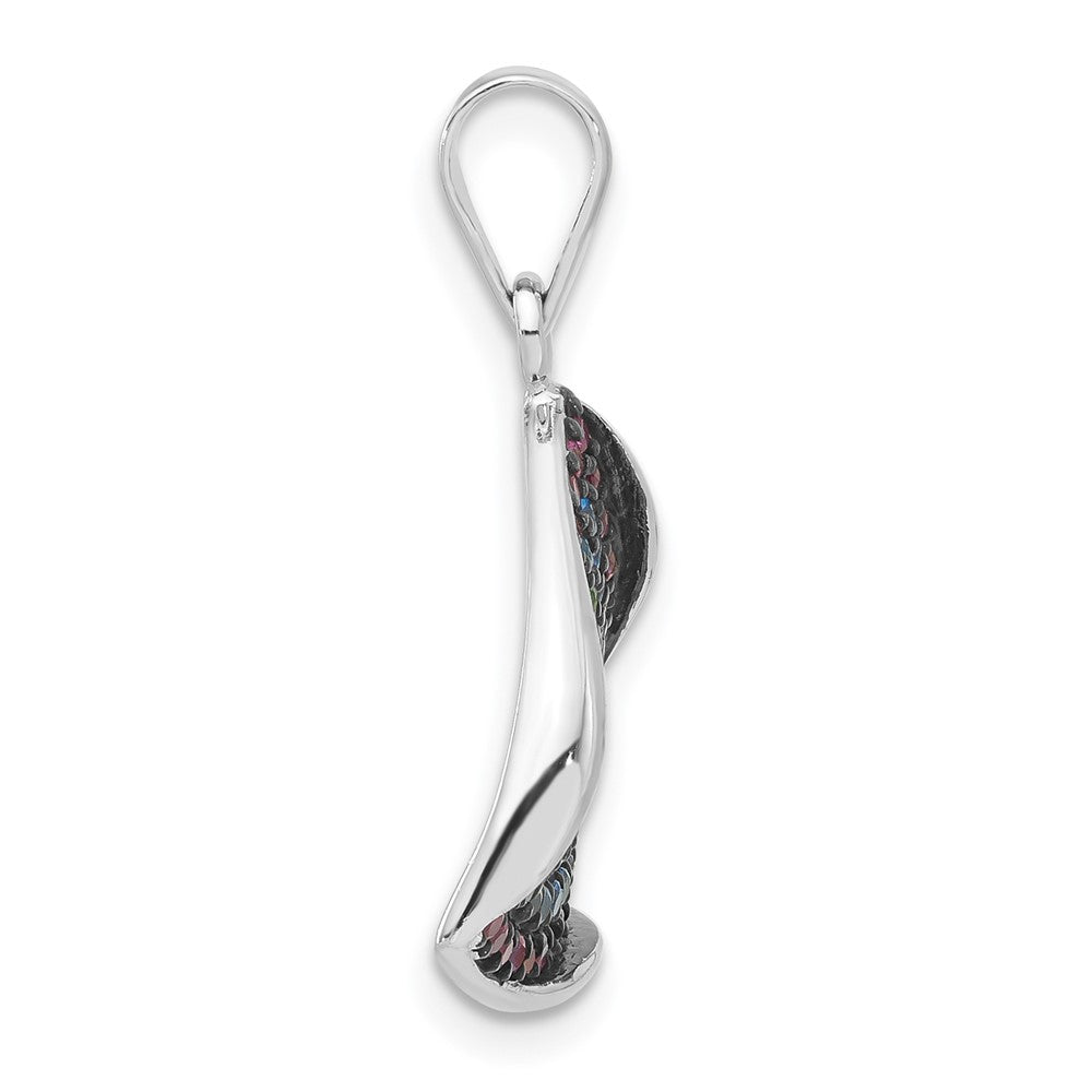 Sterling Silver & Black Rhodium Polished Syn. Stones Cz Triangle Pendant