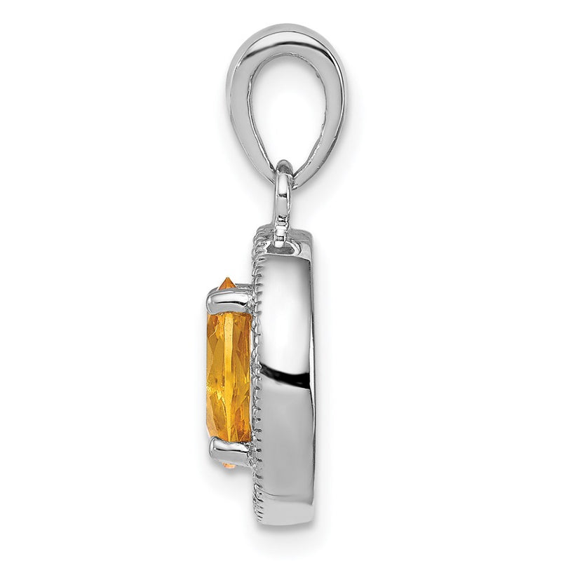 Sterling Silver Rhod-Plated Yellow And White Cz Oval Pendant