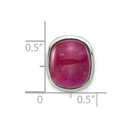 Sterling Silver Polished Synthetic Red Bead Chain Slide Pendant