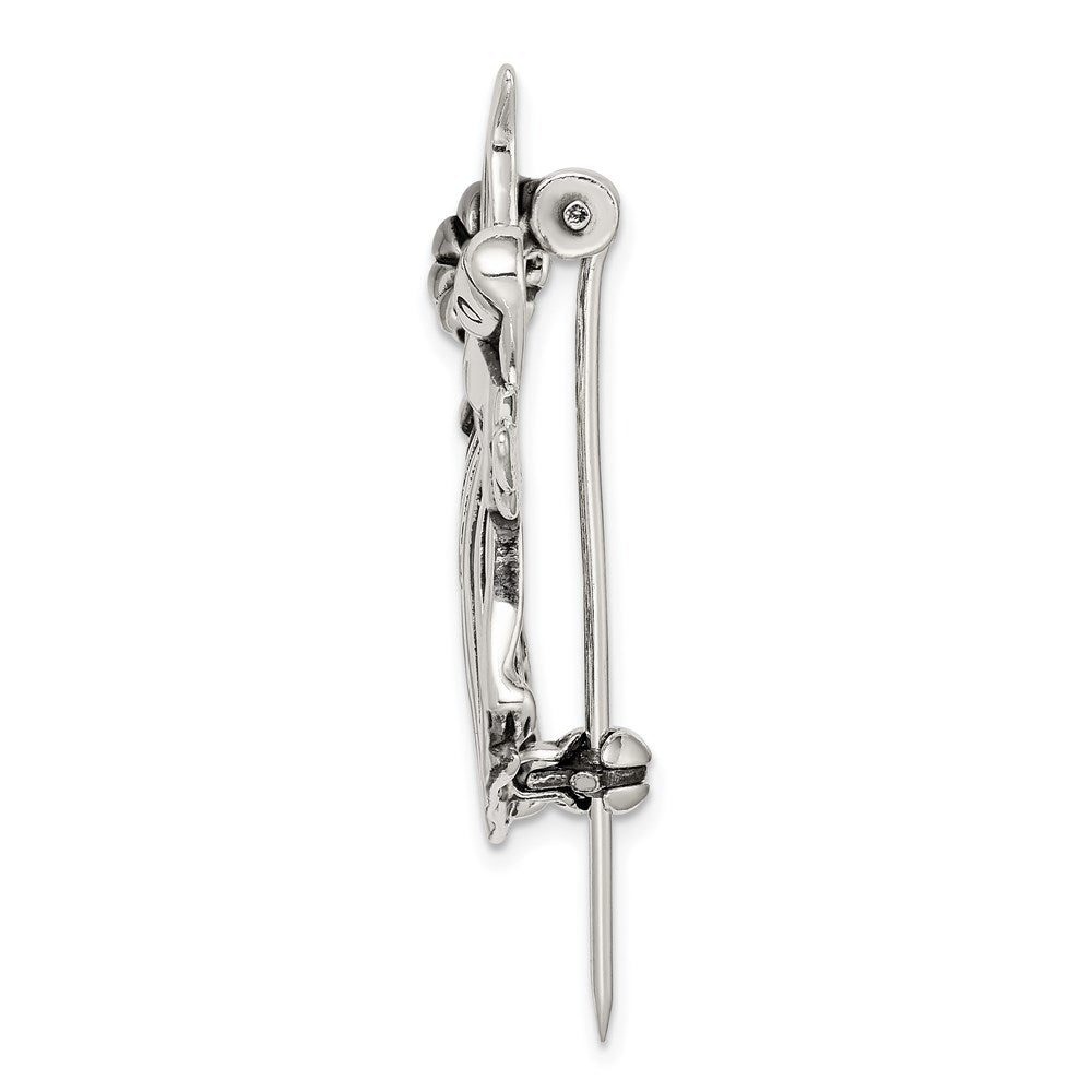 Sterling Silver Polish & Antique Angel W/Flower Pin