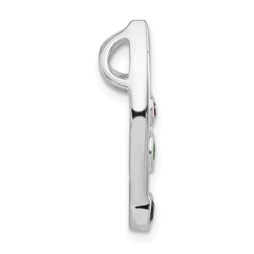 Sterling Silver Polished Red, Green & Blue Cz Chain Slide