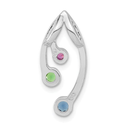 Sterling Silver Polished Red, Green & Blue Cz Chain Slide
