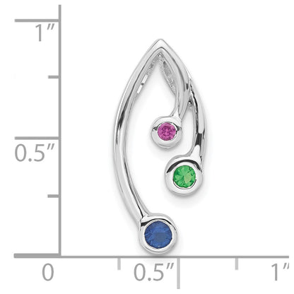 Sterling Silver Polished Red, Green & Blue Cz Chain Slide