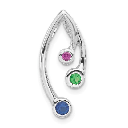 Sterling Silver Polished Red, Green & Blue Cz Chain Slide