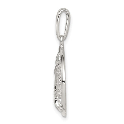 Sterling Silver Polished Red Cz Tree Circle Pendant