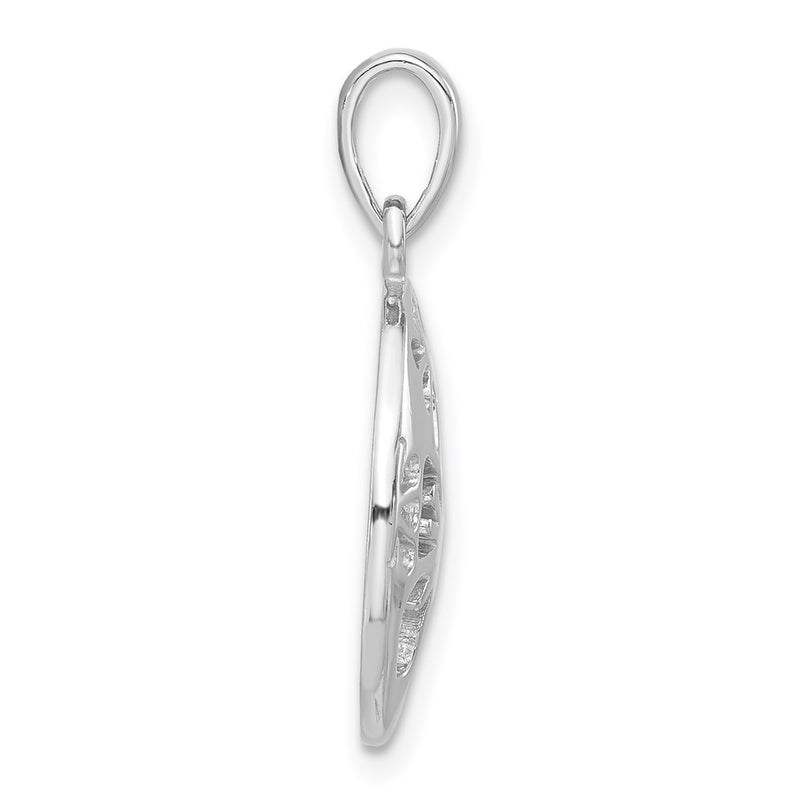 Sterling Silver Polished Cut-Out Flower Circle Pendant