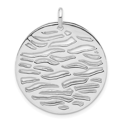 Sterling Silver Polished Round Wavy 2 Piece Circle Pendant