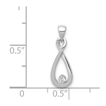 Sterling Silver Rhodium-Plated W/Cz Pendant