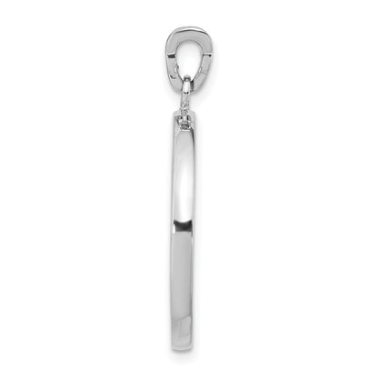 Sterling Silver Rhodium-Plated Textured Cz Floral Circle Pendant
