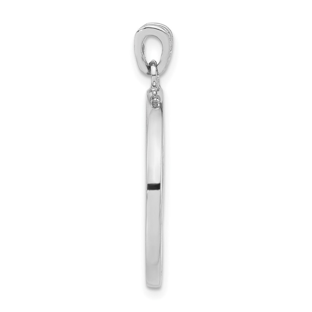 Sterling Silver Rhodium-Plated Textured Cz Floral Circle Pendant