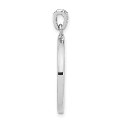 Sterling Silver Rhodium-Plated Textured Cz Floral Circle Pendant