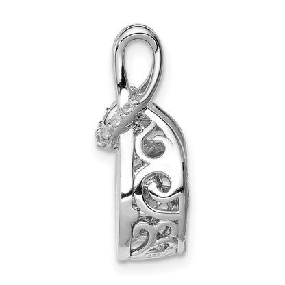 Sterling Silver Platinum-Plated Vibrant Cz Knot Pendant