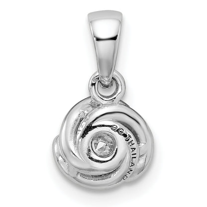 Sterling Silver Rhodium-Plated Polished W/ Cz Pendant