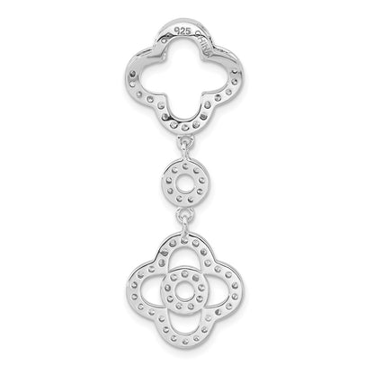 Sterling Silver Polished Fancy Cz Chain Slide