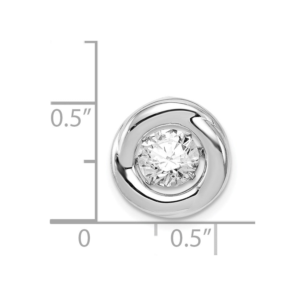 Sterling Silver Platinum-Plated Polished Vibrant Cz Circle Pendant
