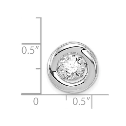 Sterling Silver Platinum-Plated Polished Vibrant Cz Circle Pendant
