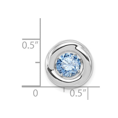 Sterling Silver Platinum-Plated Polished Vibrant Blue Cz Circle Pendant