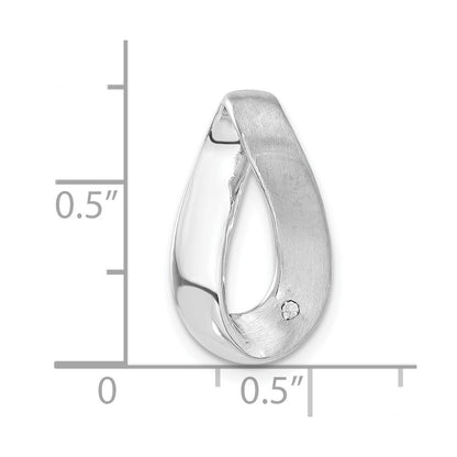 Sterling Silver Polished & Satin Cz Twisted Link Chain Slide Pendant