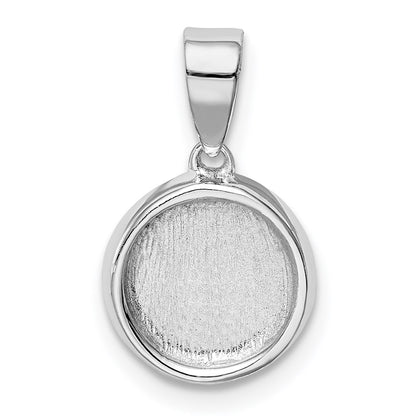 Sterling Silver Rhod-Plated Lab Created Opal Round Pendant