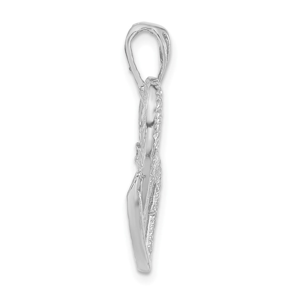 Sterling Silver Polished & Textured Hearts Pendant