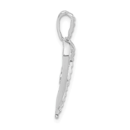 Sterling Silver Polished & Textured Cut-Out Heart Butterfly Pendant