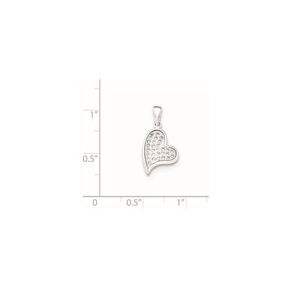 Sterling Silver Cz Heart Pendant