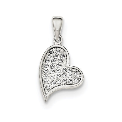 Sterling Silver Cz Heart Pendant