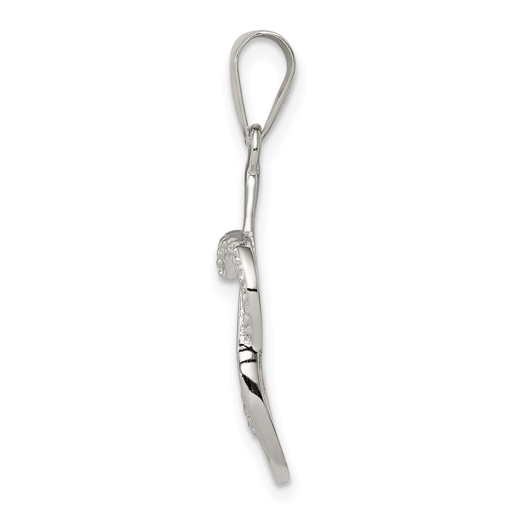 Sterling Silver Rhodium-Plated Polished Cz Heart Pendant