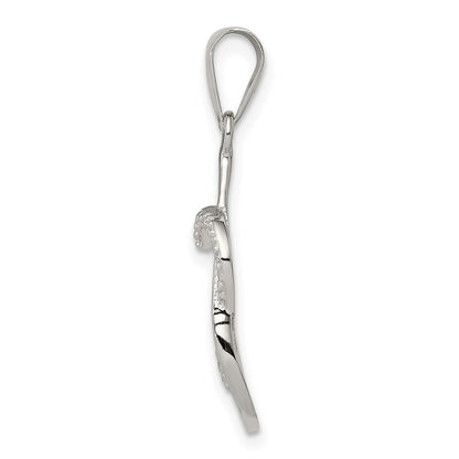 Sterling Silver Rhodium-Plated Polished Cz Heart Pendant