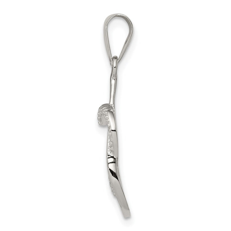 Sterling Silver Rhodium-Plated Polished Cz Heart Pendant