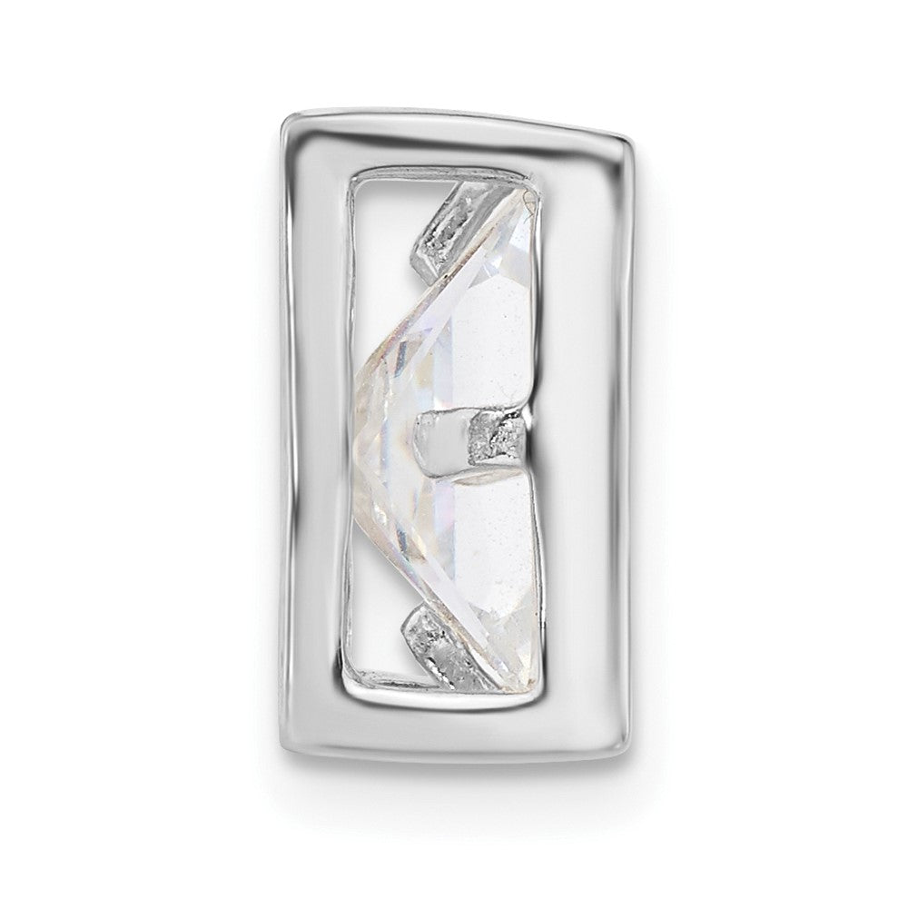 Sterling Silver Polished Large Square Shaped Cz Chain Slide