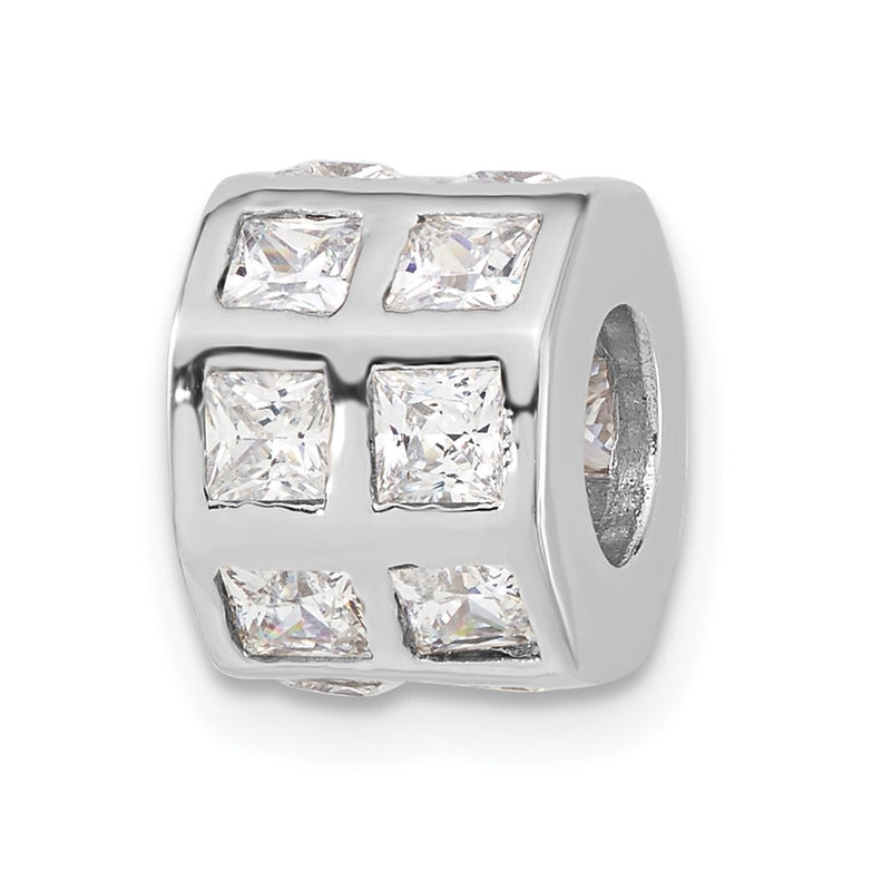 Sterling Silver Polished Cz Bead