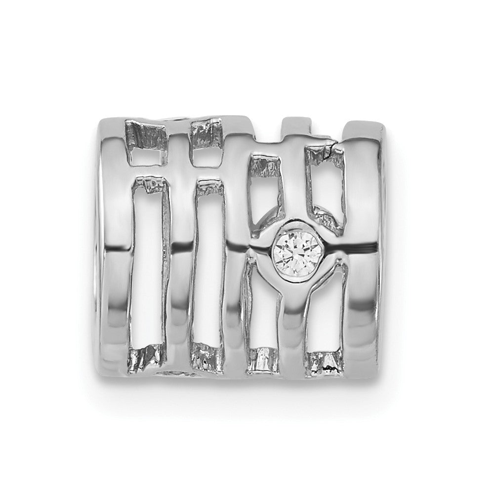 Sterling Silver Polished Cz Bead