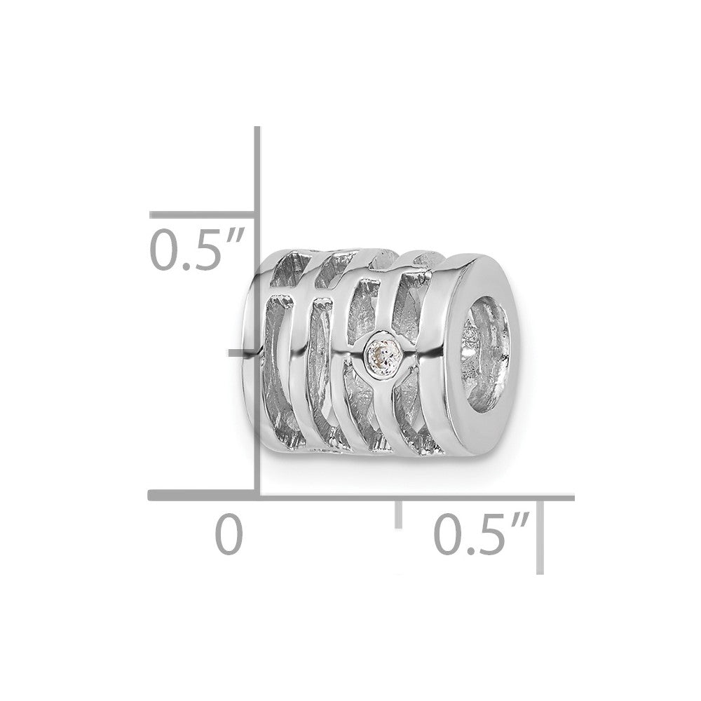 Sterling Silver Polished Cz Bead