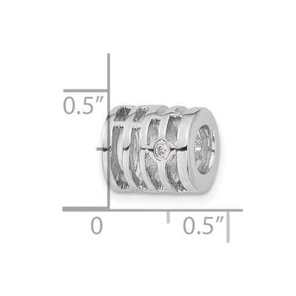 Sterling Silver Polished Cz Bead