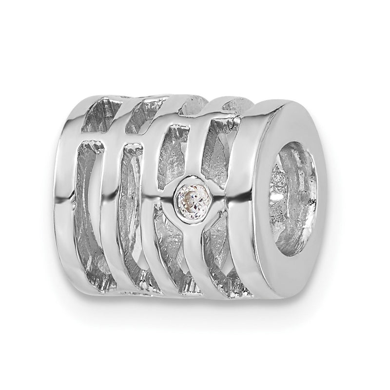 Sterling Silver Polished Cz Bead