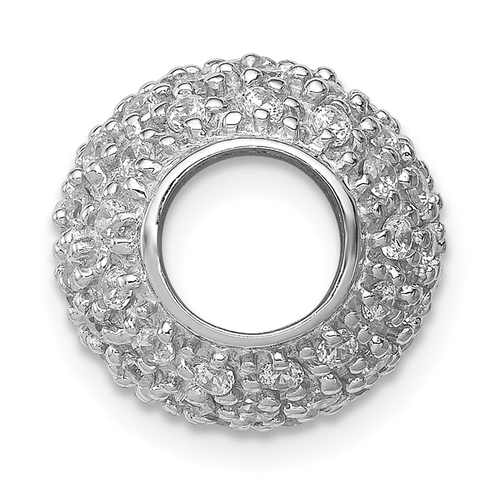 Sterling Silver Rhodium-Plated W/Cz Bead Chain Slide Pendant