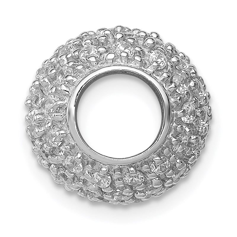 Sterling Silver Rhodium-Plated W/Cz Bead Chain Slide Pendant