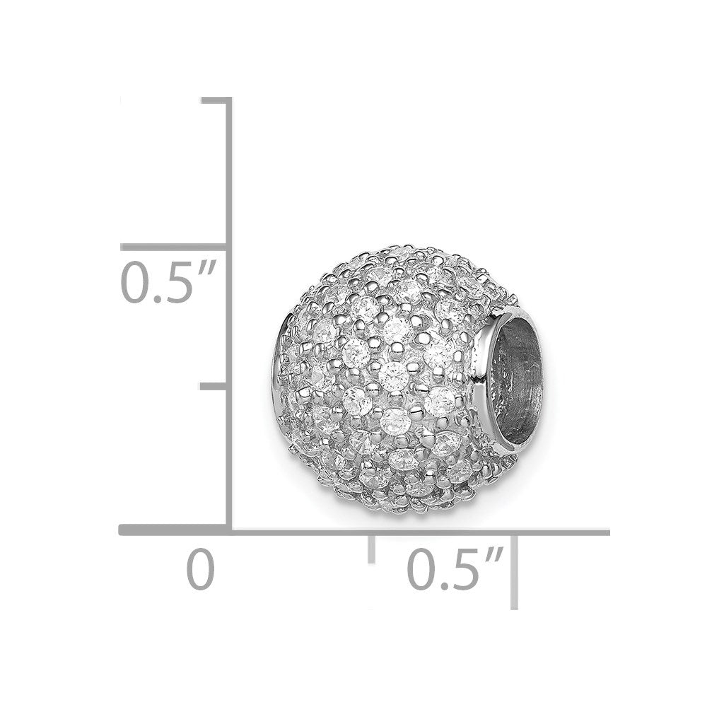 Sterling Silver Rhodium-Plated W/Cz Bead Chain Slide Pendant