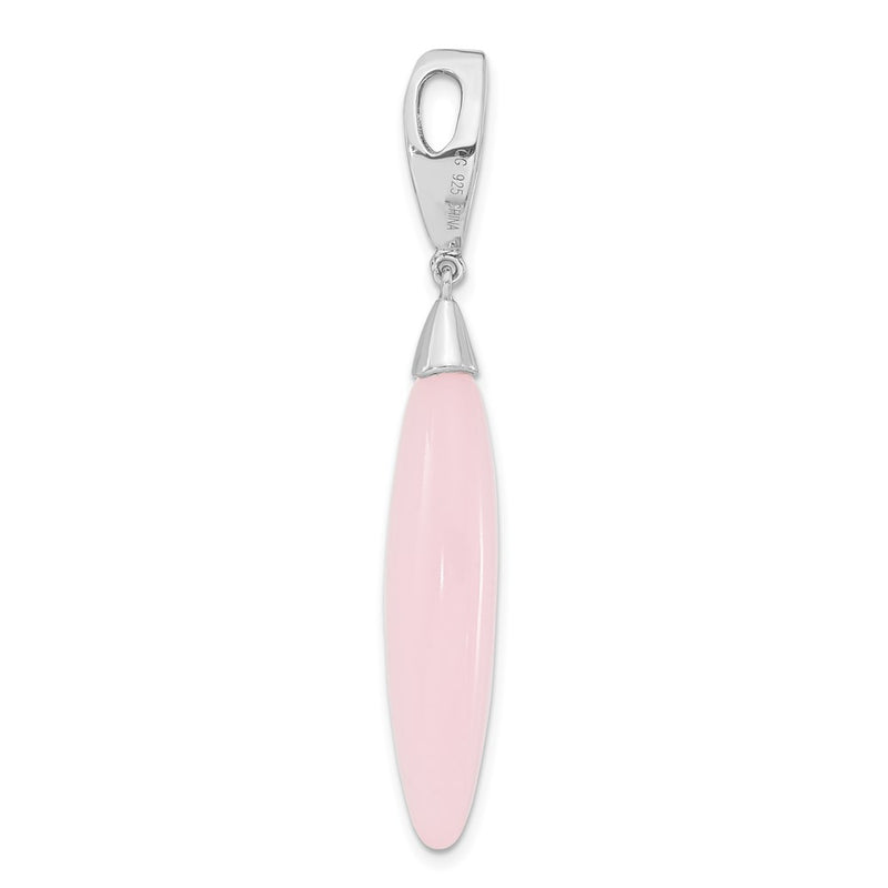 Sterling Silver Polished Cz & Pink Glass Pendant