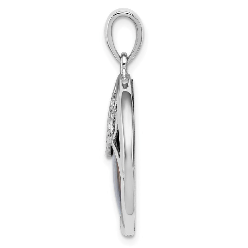 Sterling Silver Rhodium-Plated Abalone Pendant