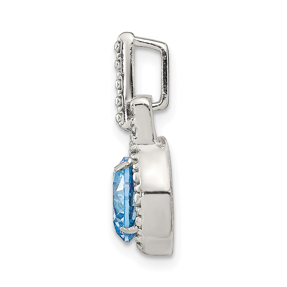 Sterling Silver Polished Topaz And White Cz Pendant