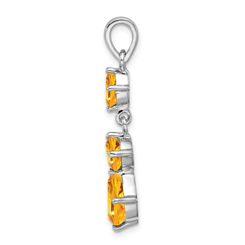 Sterling Silver Rhodium-Plated Citrine Pendant
