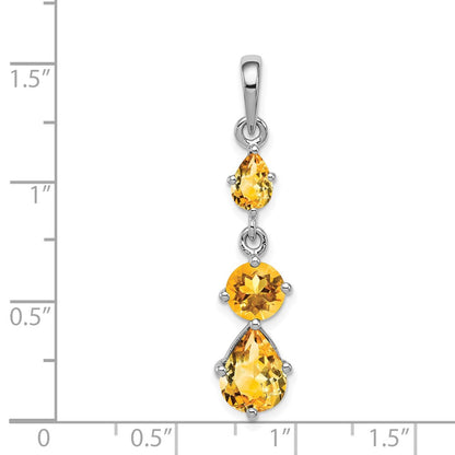 Sterling Silver Rhodium-Plated Citrine Pendant