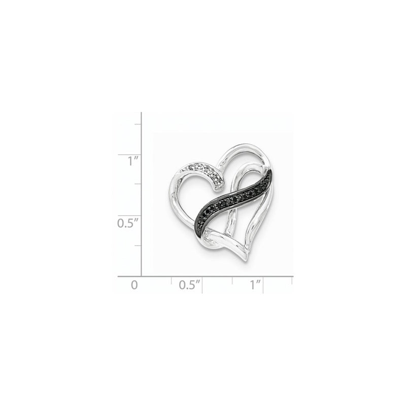 Sterling Silver White & Black Diamond Infinity Symbol Heart Slide