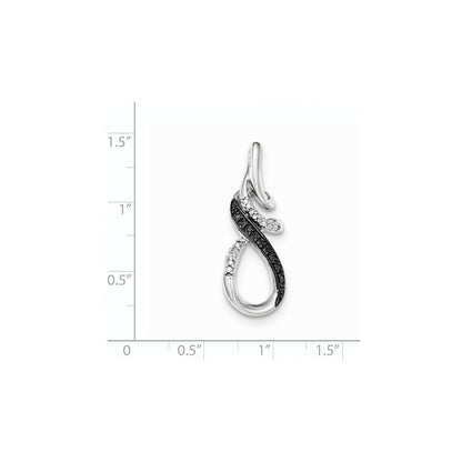 Sterling Silver White & Black Diamond Slide Pendant