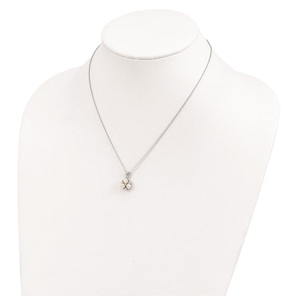Sterling Silver Rhodium-Plated 5-6mm White Fw Cultured 3-Pearl Cz Necklace