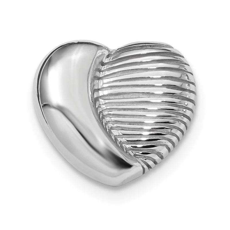 Sterling Silver Rhodium-Plated Heart Chain Slide